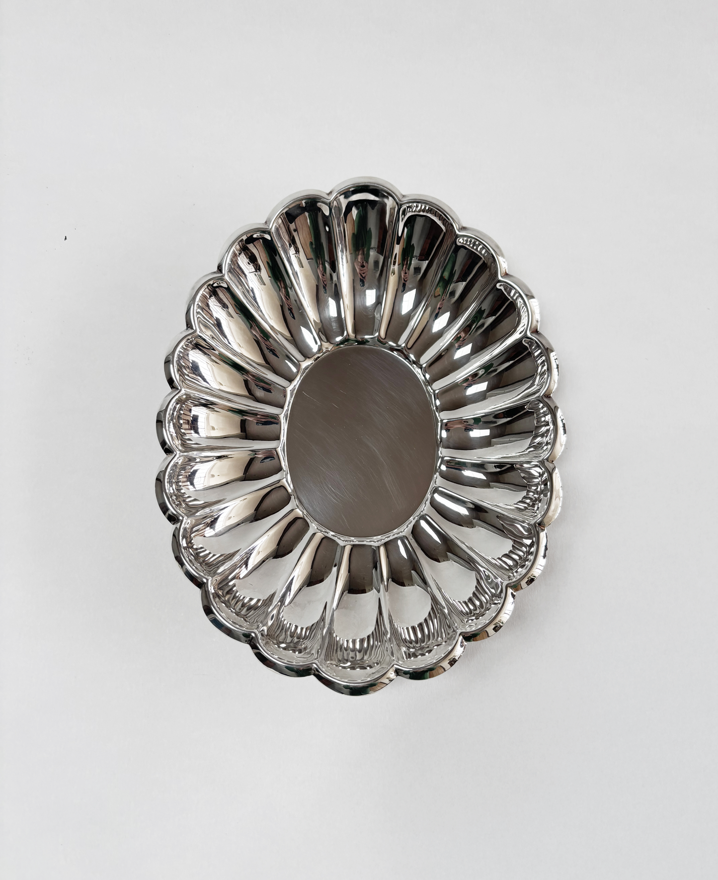 OVAL SILVER FLOWER BOWL
