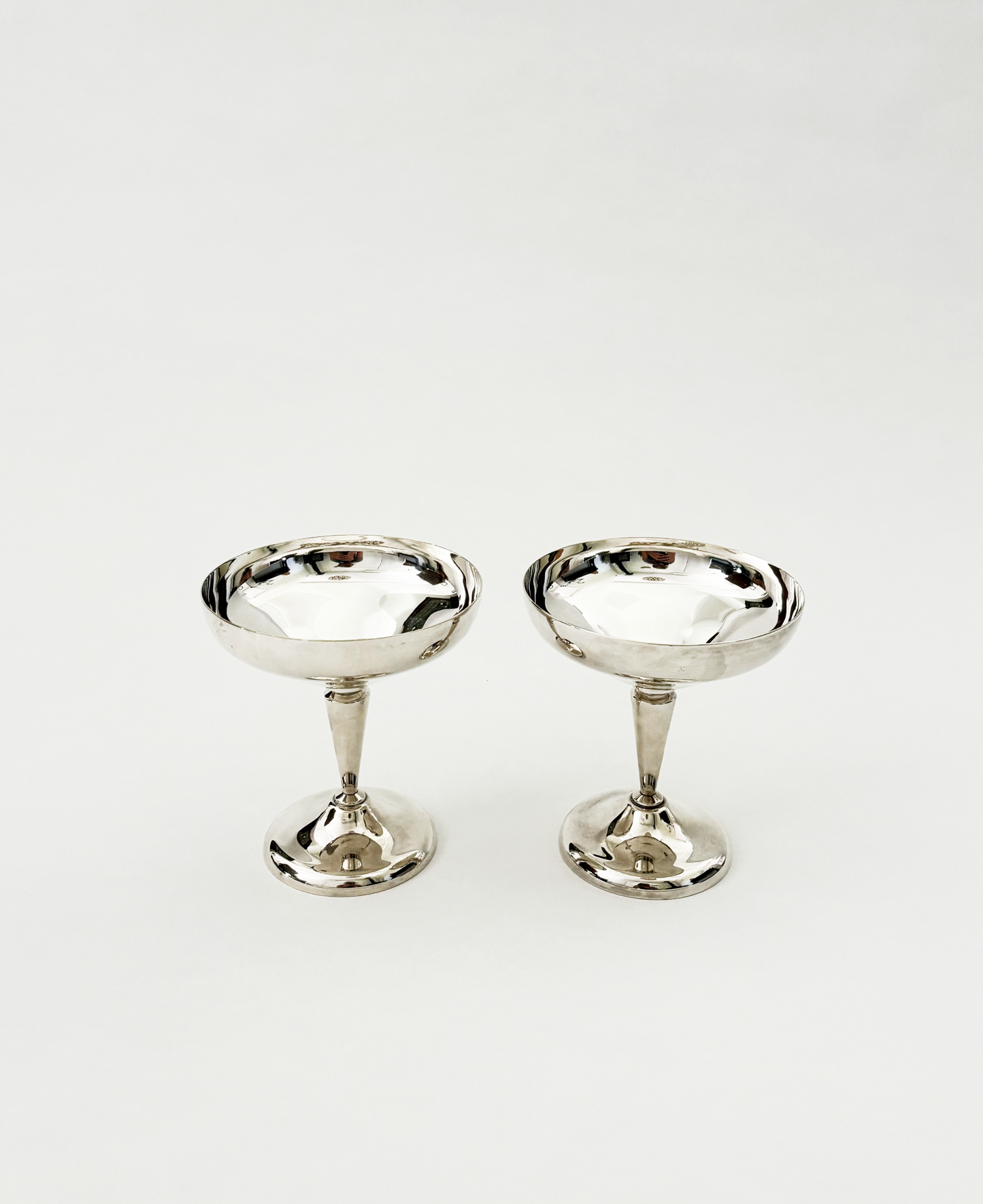SET OF 2 SILVER PLATE COUPES