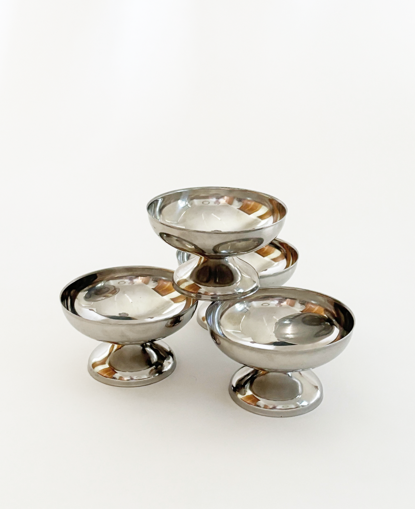 SET OF 4 STAINLESS STEEL ICE CREAM CUPS