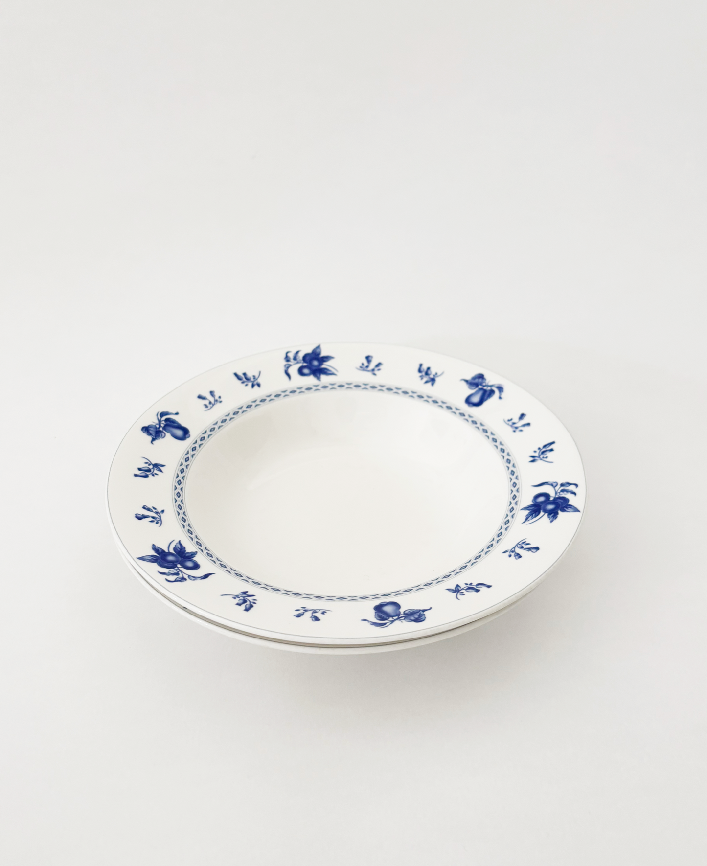 BLUE FRUIT AND FLORAL RIM BOWLS