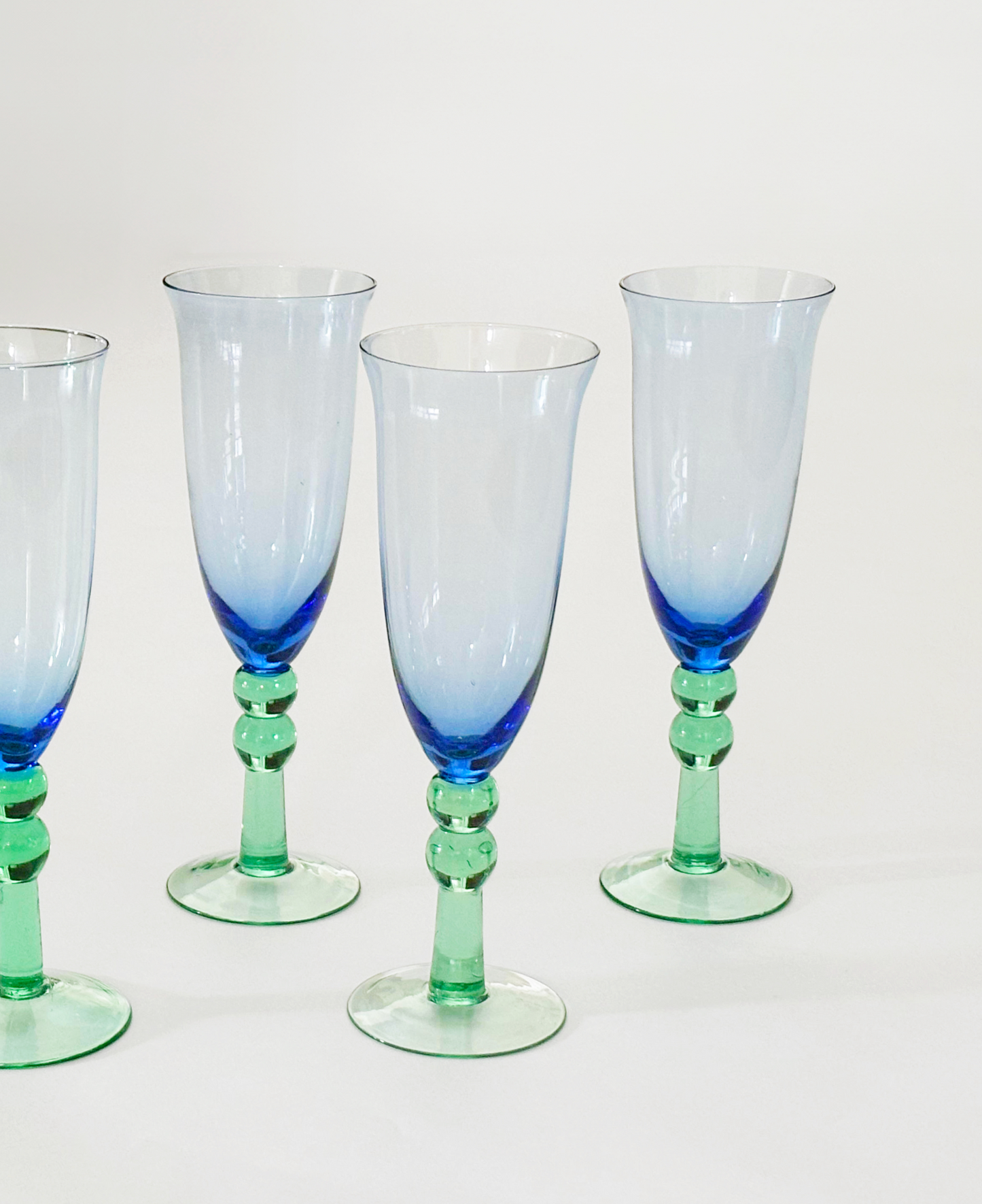 SET OF 4 BLUE & GREEN FLUTES