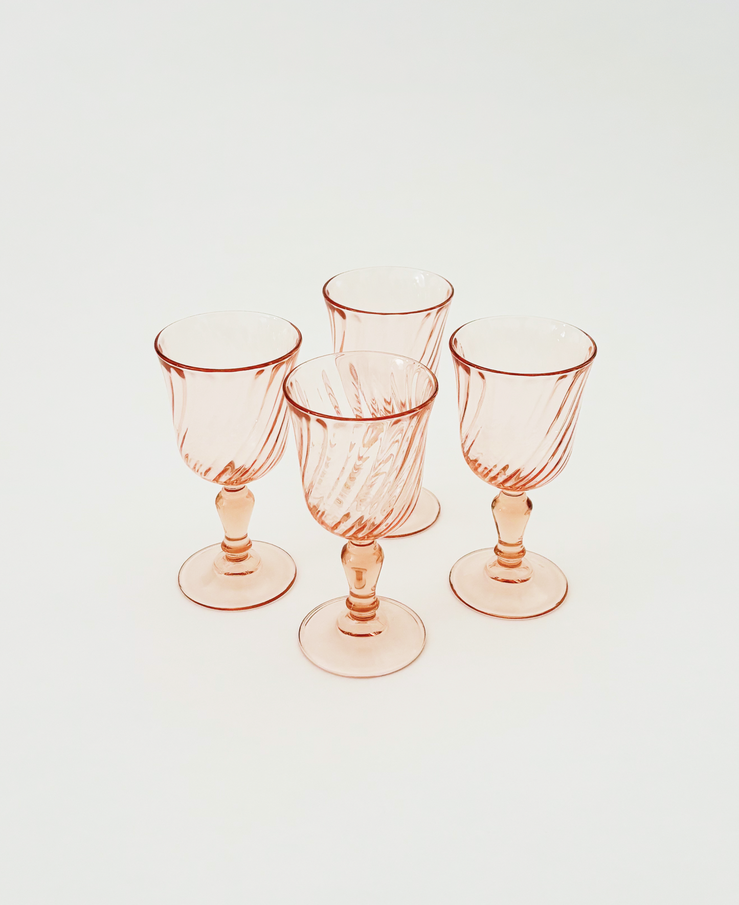 SET OF 4 PEACH WINE GLASSES