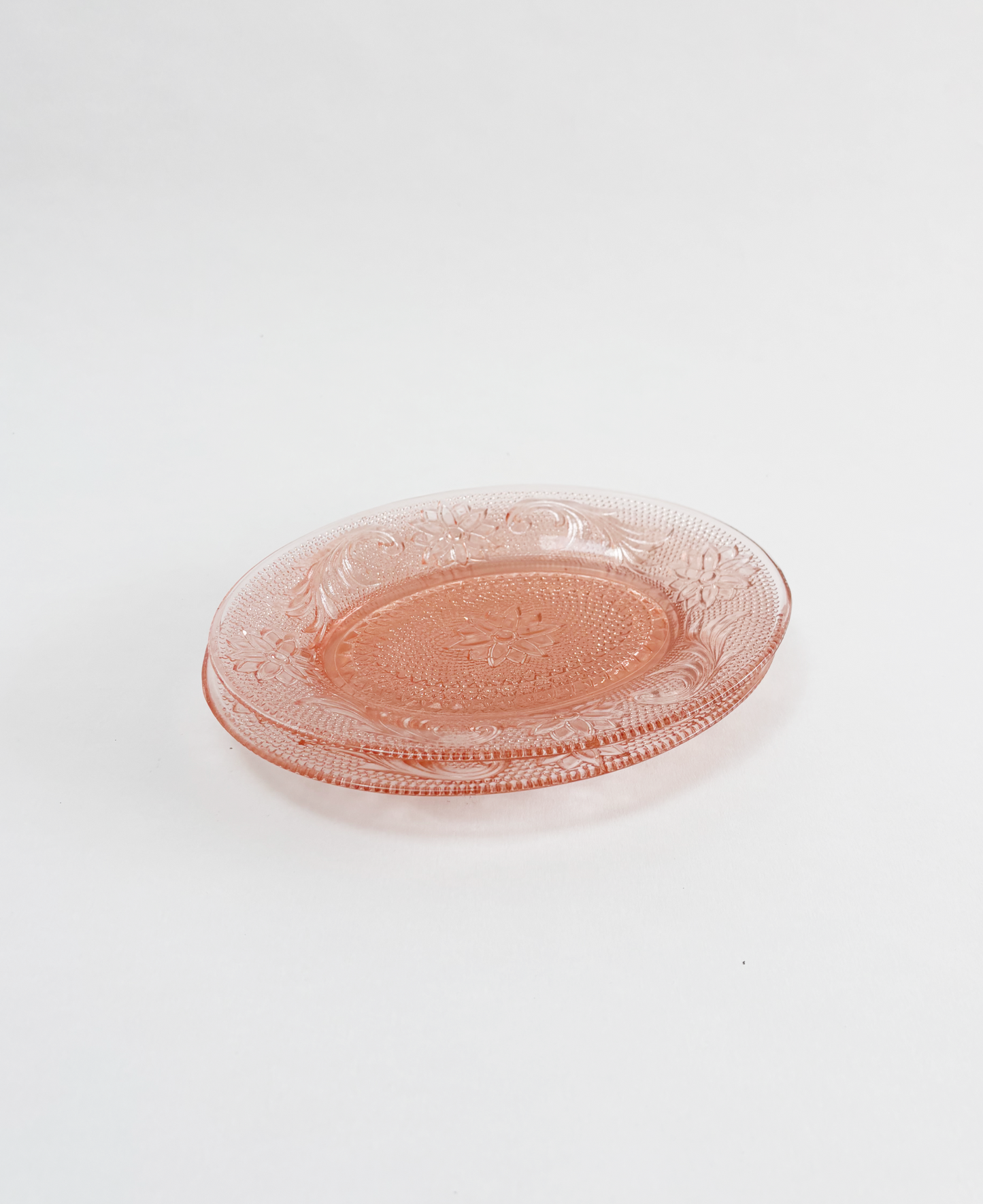 SET OF 2 PEACH GLASS PLATES