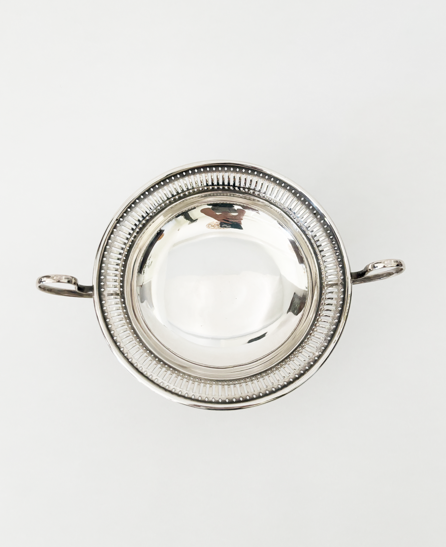 SILVER PLATE PEDESTAL BOWL WITH HANDLES
