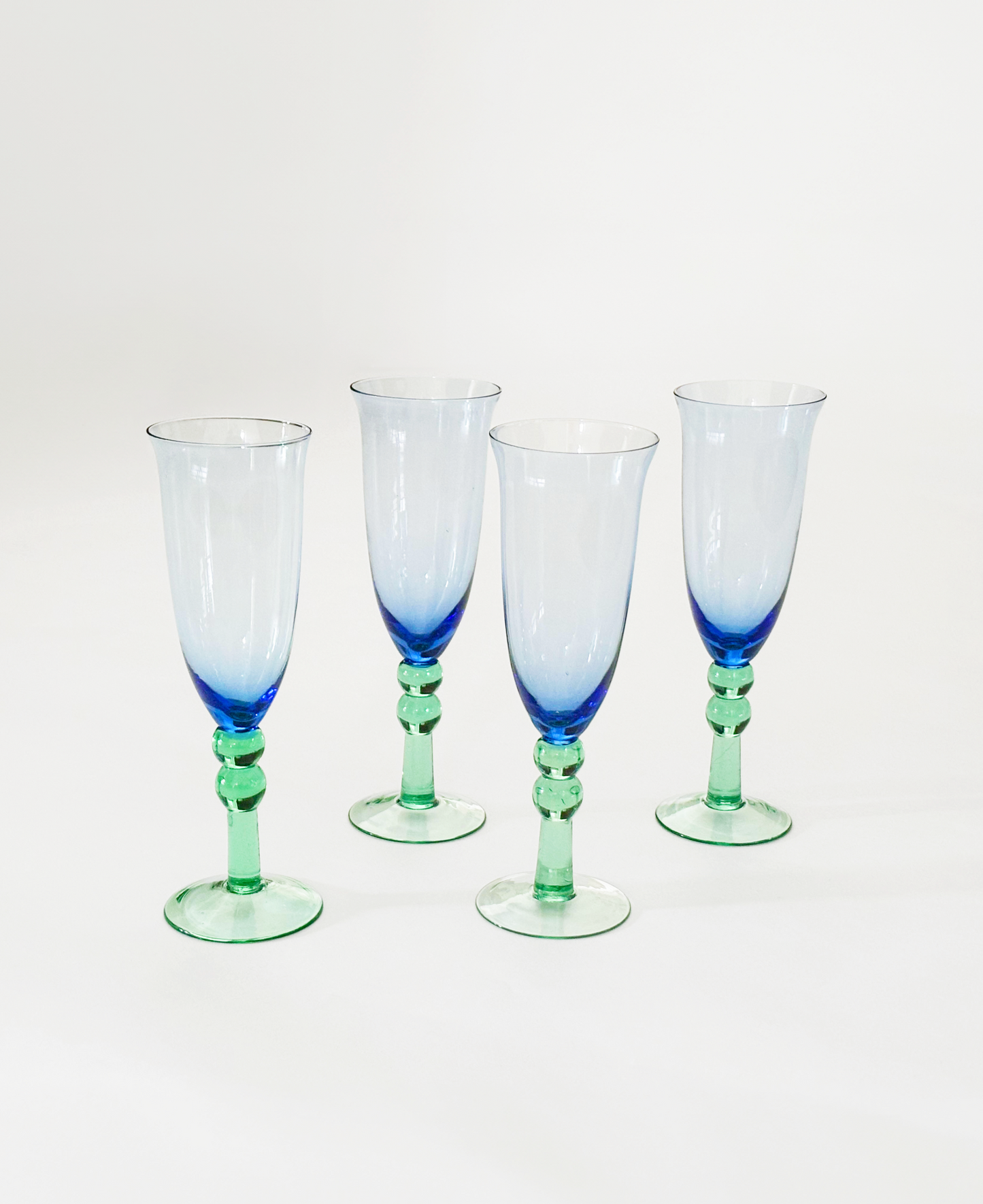 SET OF 4 BLUE & GREEN FLUTES