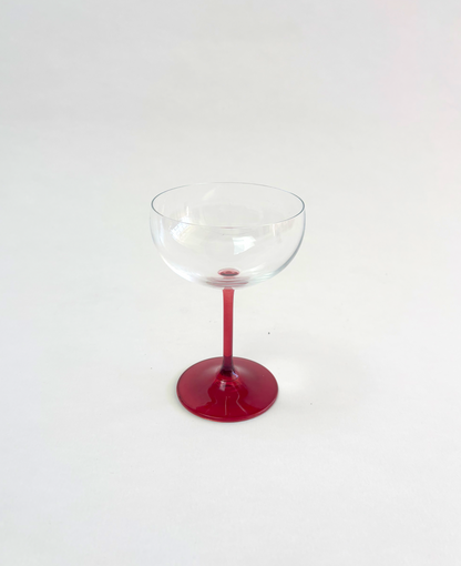 SET OF 2 RED STEMMED COUPES