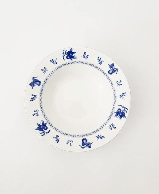 BLUE FRUIT AND FLORAL RIM BOWLS