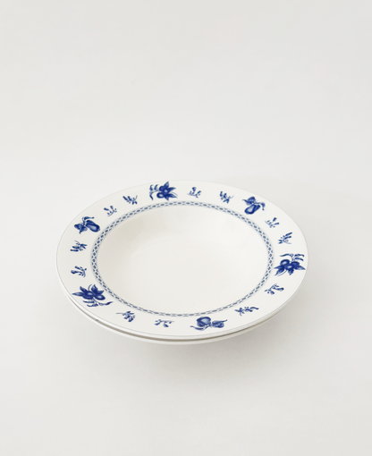 BLUE FRUIT AND FLORAL RIM BOWLS