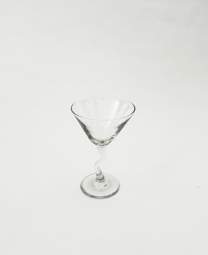 SET OF 3 CLEAR TWISTED MARTINI GLASSES