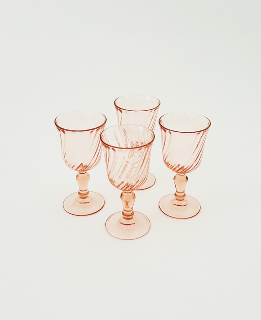 SET OF 4 PEACH WINE GLASSES