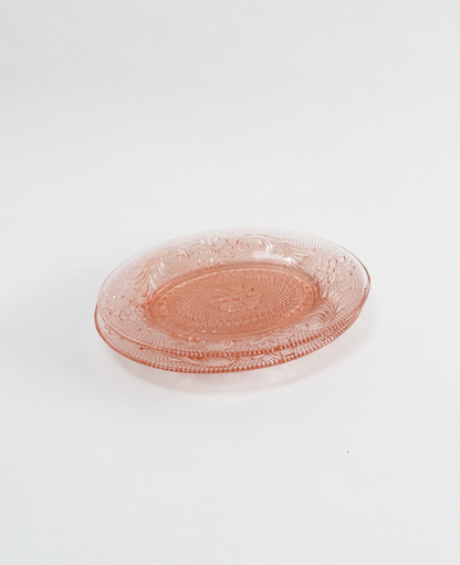 SET OF 2 PEACH GLASS PLATES