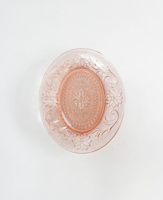 SET OF 2 PEACH GLASS PLATES