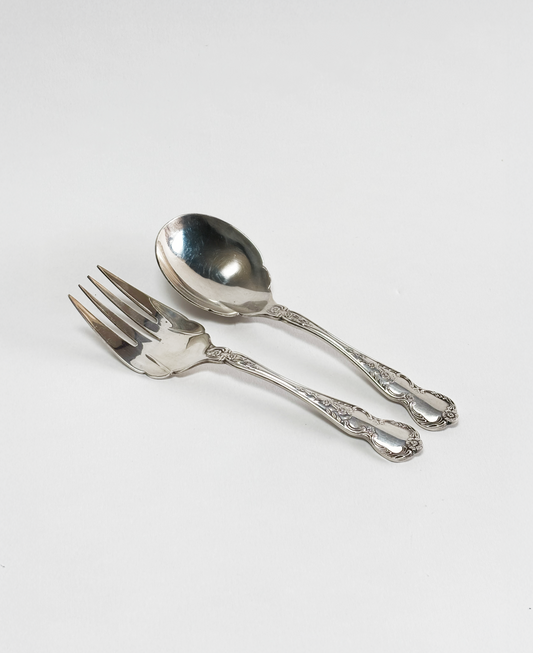 SILVER PLATE SALAD SERVERS