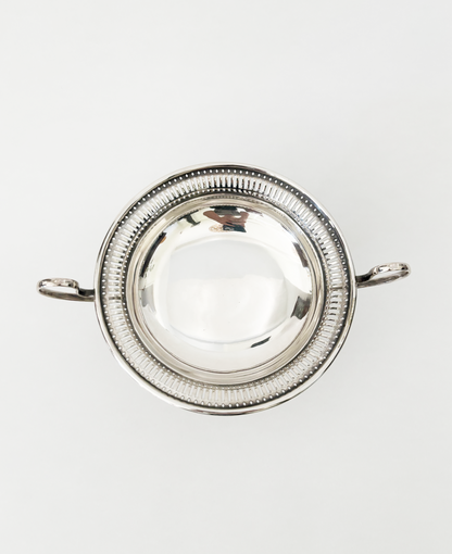 SILVER PLATE PEDESTAL BOWL WITH HANDLES