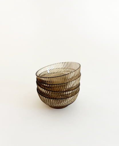 SET OF SMOKED GLASS BOWLS