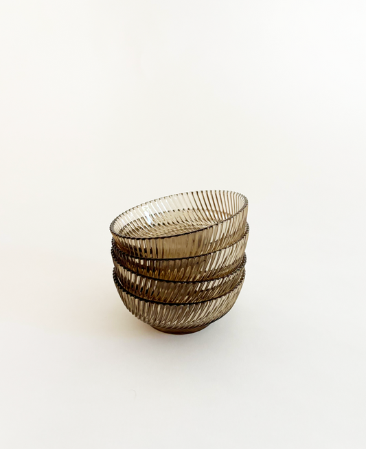 SET OF SMOKED GLASS BOWLS