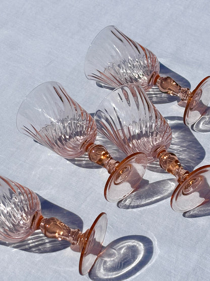 SET OF 4 PEACH WINE GLASSES