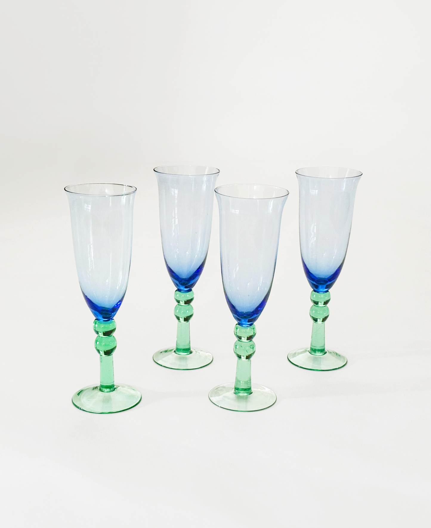 BLUE & GREEN CHAMPAGNE GLASSES